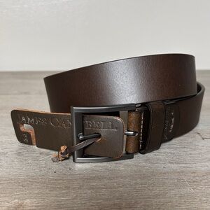 James Campbell Dark Brown Leather Men's Belt with Matte Gunmetal Buckle